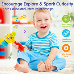 HOLA hammer toy with colorful beads that shake for sensory exploration
