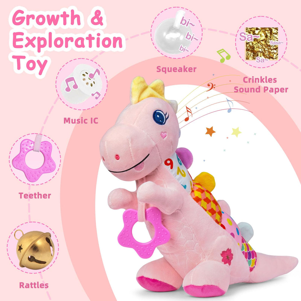 Holaxander Baby Dino plush neck teether for teething comfort