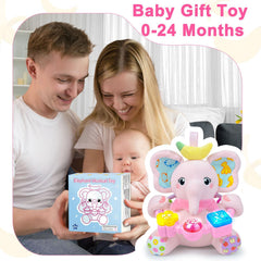 Holaxander elephant toy battery compartment powers lights and melodies.