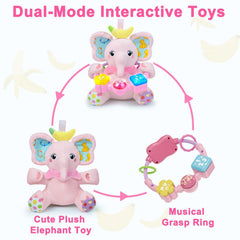 Holaxander elephant toy designed for travel and tummy time on adventures.