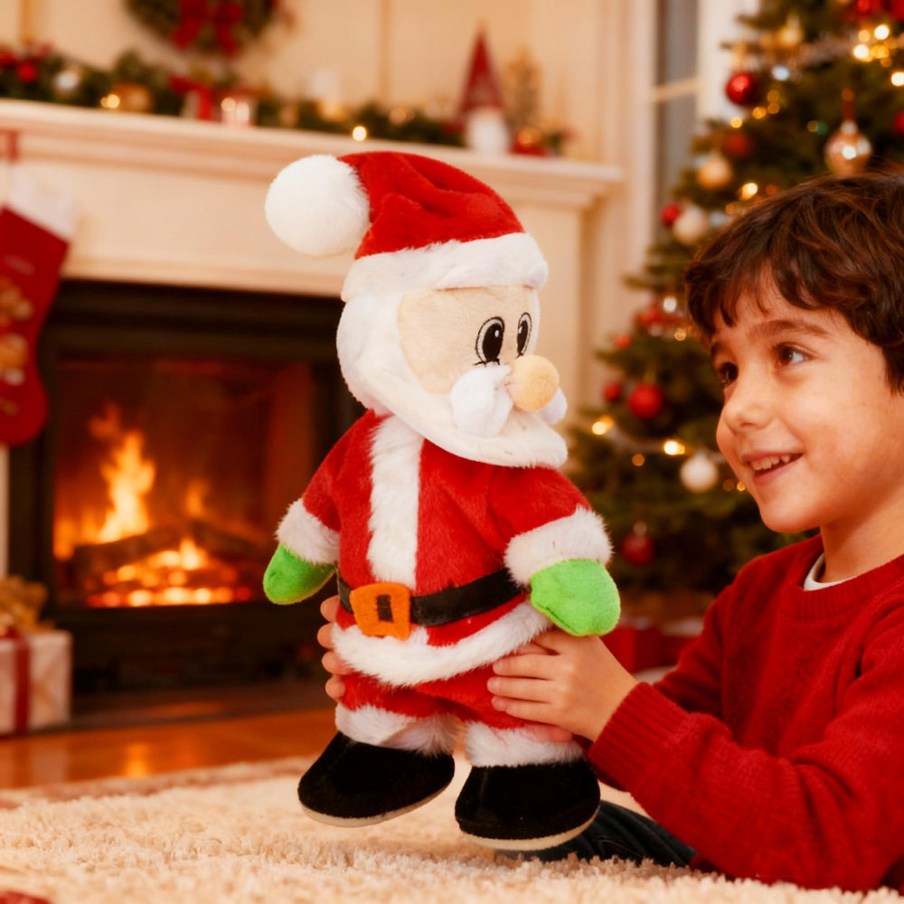 Holiberty Santa dance plush toy highlighting animated singing for festive ambience.