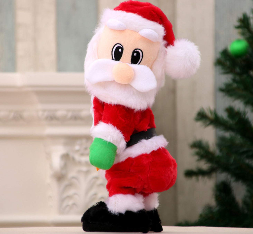 Holiberty twerking Santa ornament, hip-shaking decoration for lively tabletop holiday decor.
