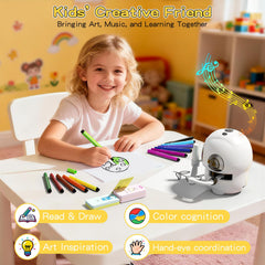 HOLIBIBE drawing robot themed worlds invites imaginative scenes and cognitive growth.