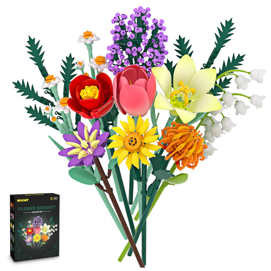 Holiky bouquet building blocks set displayed as decorative arrangement