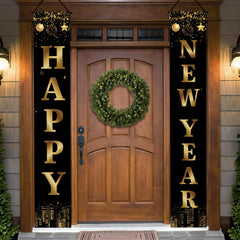 Holiwoer Happy New Year banner 2026 on front door for durable outdoor decoration