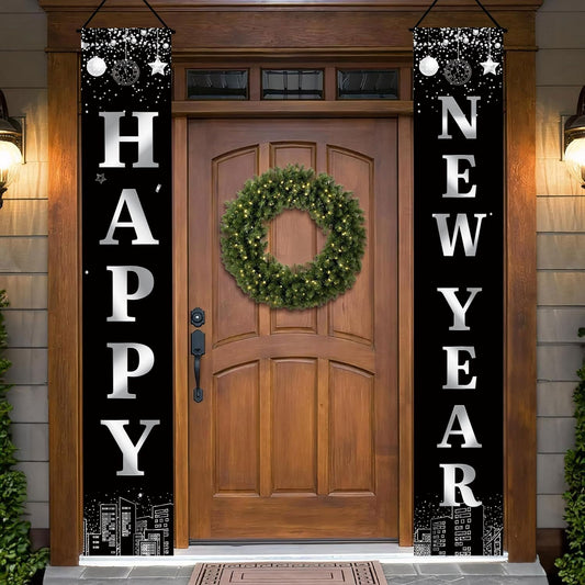 Holiwoer Happy New Year Banner 71x12in versatile indoor outdoor decorating.