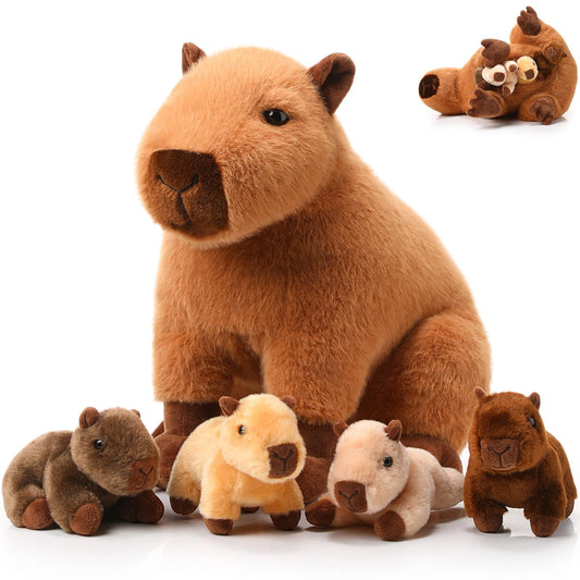 Hollowfly capybara mom plush in dark color for cozy cuddles