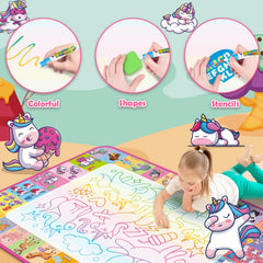 Hollyhi Aqua Water Doodle Mat in use with a child drawing with water pen.