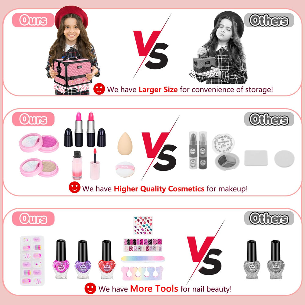 Hollyhi large makeup case for kids with easy portability and handle.