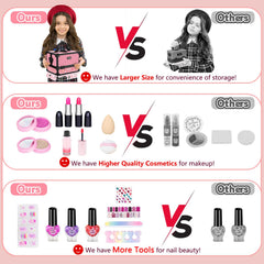 Hollyhi large makeup case for kids with easy portability and handle.