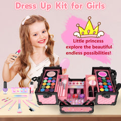 Hollyhi pink makeup tools set designed for washable play.