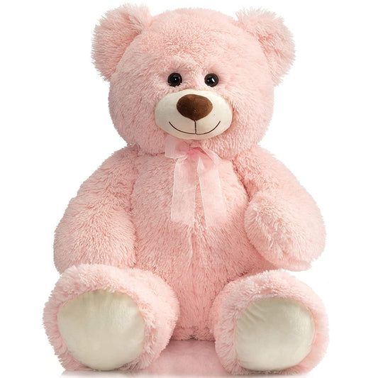 HollyHOME 36-inch pink teddy bear face close-up, inviting cuddle moments.