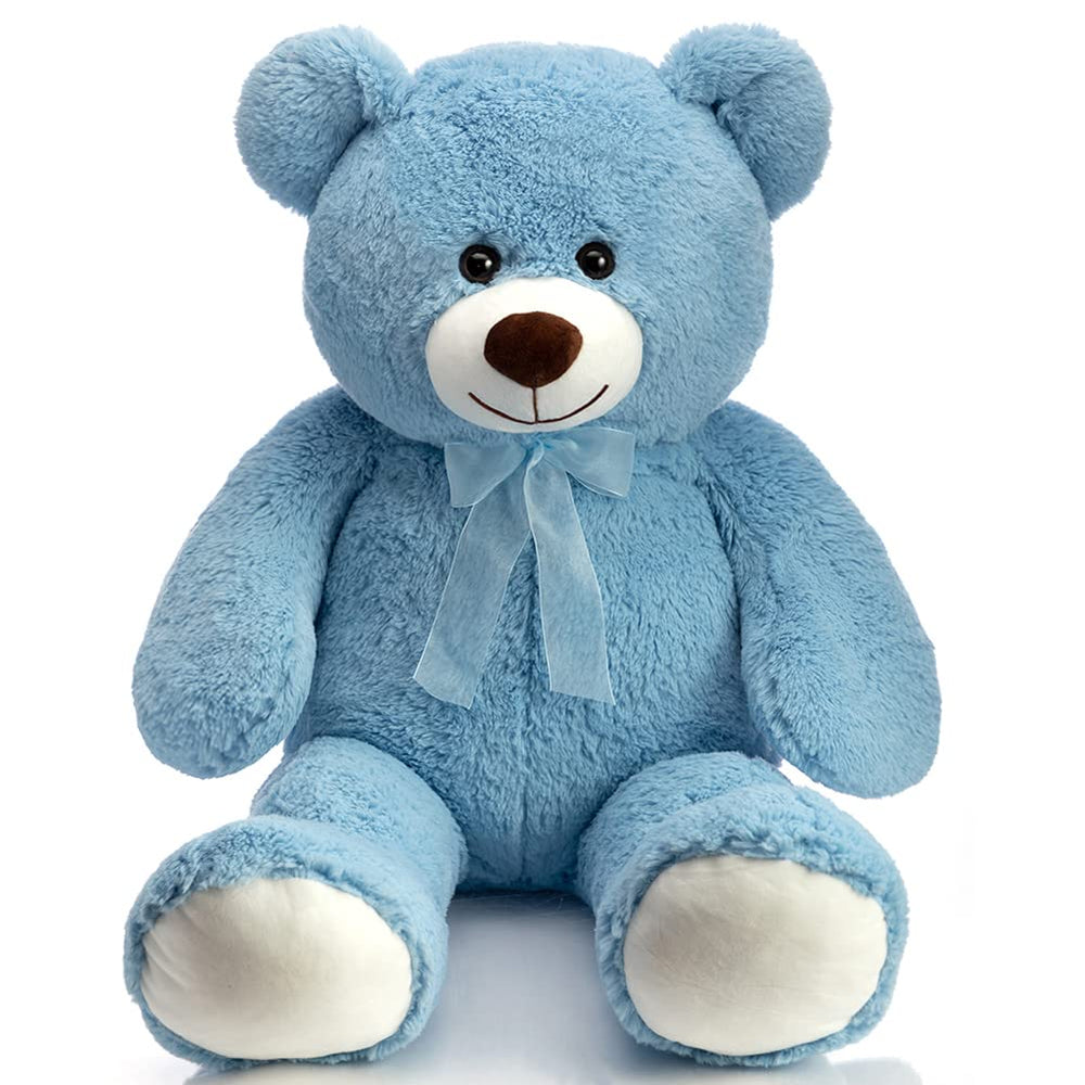 HollyHOME big teddy bear blue, 36 inch, ideal for cuddling and room decor.