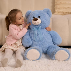 HollyHOME blue ribbon teddy bear, a charming gift-ready companion.