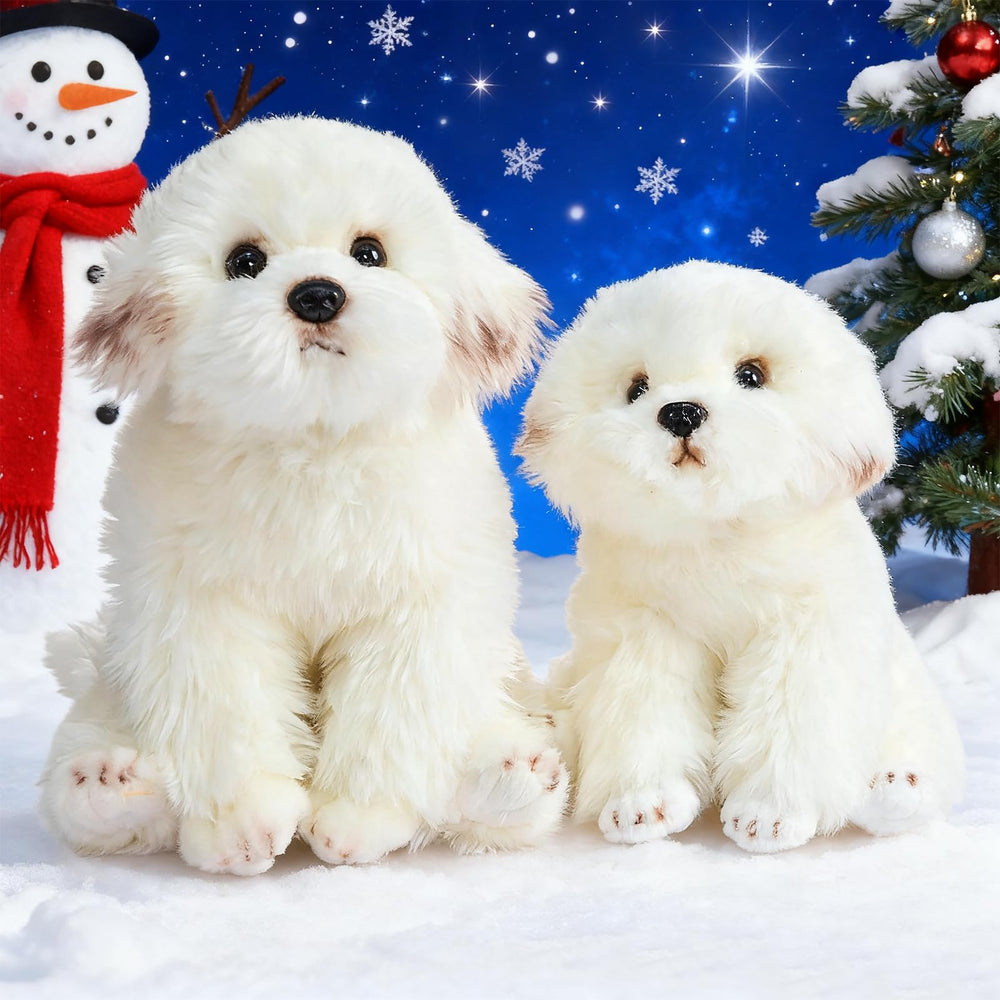 HollyHOME 9-inch Maltese plush perfect for travel and on-the-go companionship.