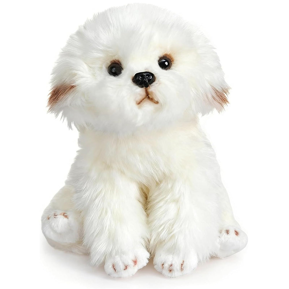 HollyHOME Maltese stuffed animal with realistic puppy face for cozy cuddling.