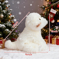 HollyHOME Maltese plush toy featuring sparkling eyes for imaginative play sessions.