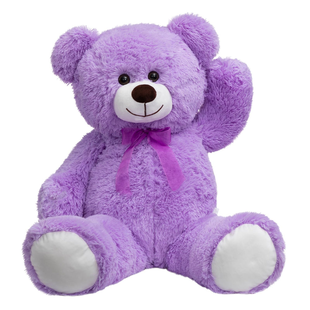 HollyHOME purple plush bear features a cute ribbon for gift-worthy charm.