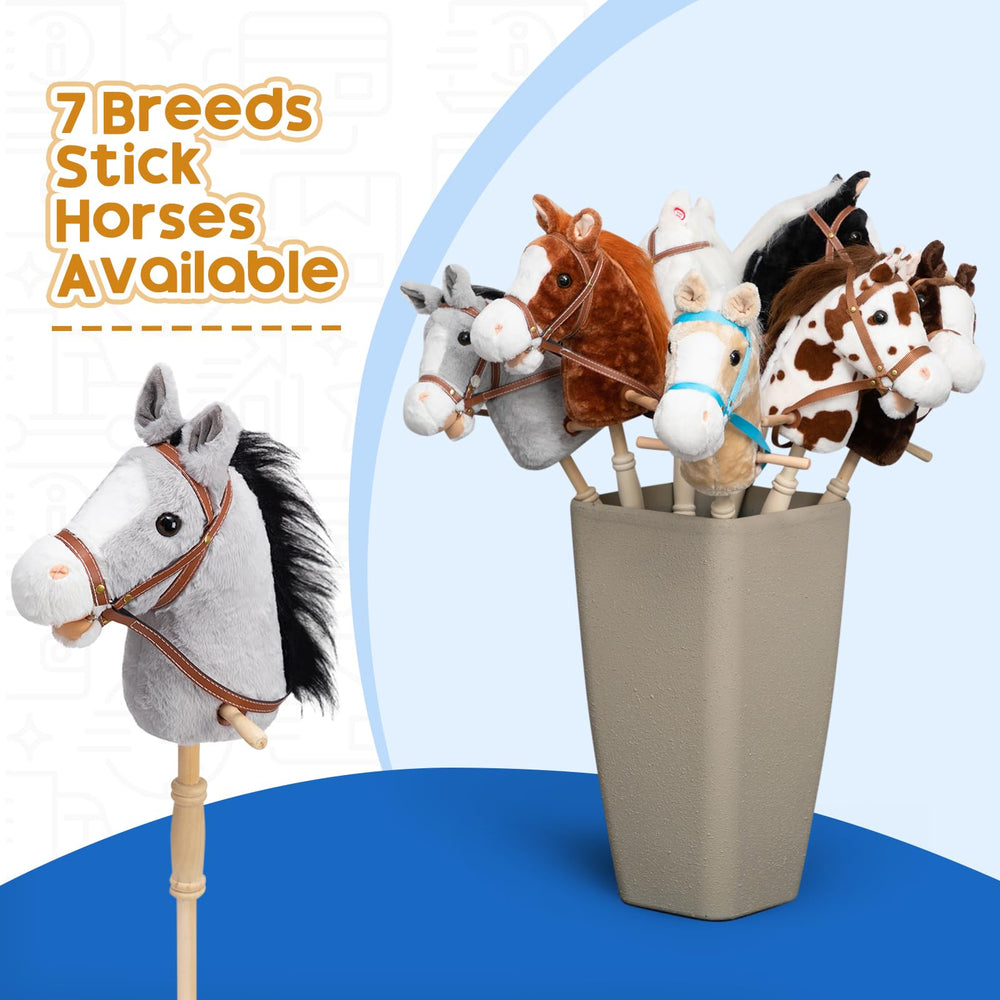 HollyHOME stick horse uses durable materials for lasting family fun.