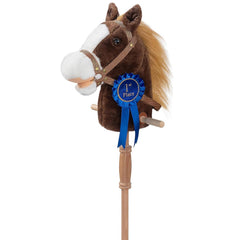 HollyHOME stick horse plush chocolate — soft fur for cozy pretend play
