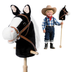 HollyHOME stick horse head close-up with plush, soft texture for cozy pretend rides.