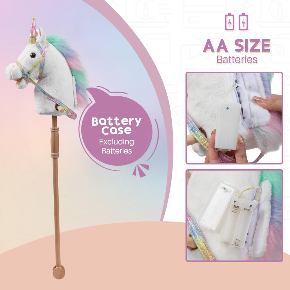 HollyHOME unicorn stick horse 36 inches suits kids ages 3+.