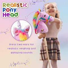 HollyHOME Unicorn Stick Horse handles provide secure grip for confident motion.