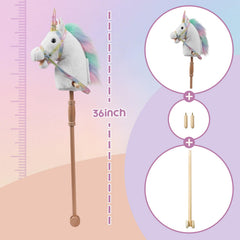 HollyHOME unicorn stick horse white plush head complements cozy playtime.