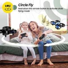 Holy Stone HS210 blue side view, lightweight beginner drone for indoor use.