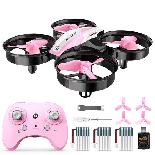 Holy Stone HS210 pink drone close-up, ideal for indoor fun.