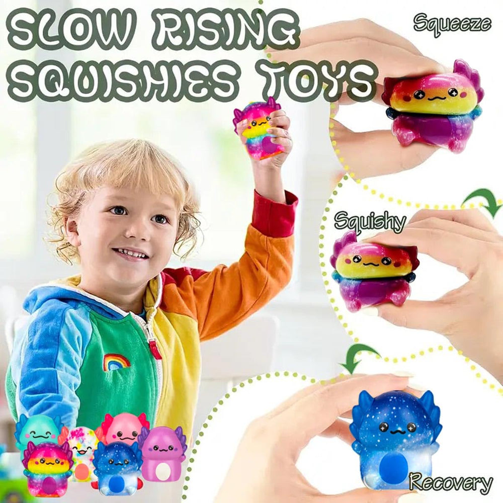 Holydeck axolotl squishy close-up highlighting kid-friendly size