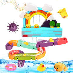 HOLYFUN bath duck toy lights up and plays music with left-side water spin for bath-time fun