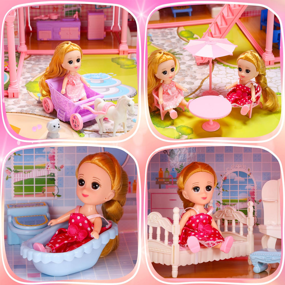 HOLYFUN Dollhouse fully furnished with accessories for immersive role-play sessions
