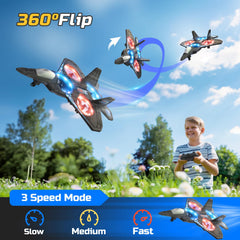 HOLYFUN LED-lit RC plane showcasing bright lights for night flight
