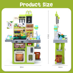 HOLYFUN Kids Kitchen Playset fridge and oven for organized pretend storage