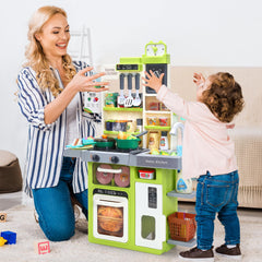 HOLYFUN Kids Kitchen Playset shopping basket for pretend grocery shopping