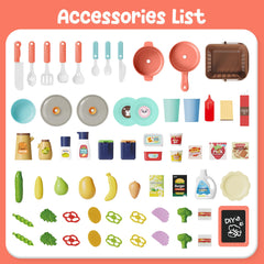 HOLYFUN Kids Kitchen Playset storage and accessories keep toys organized.