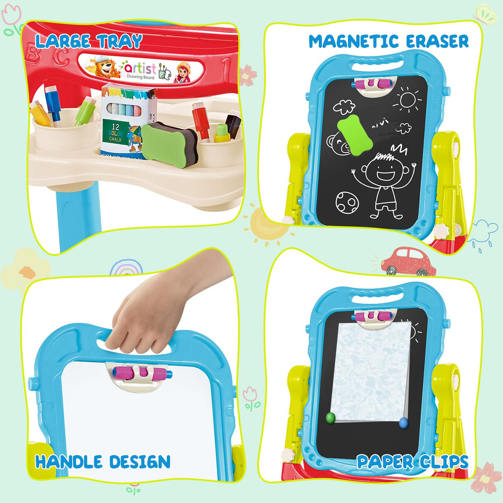 HOLYFUN toddler easel easy assembly for quick setup and portable storage.