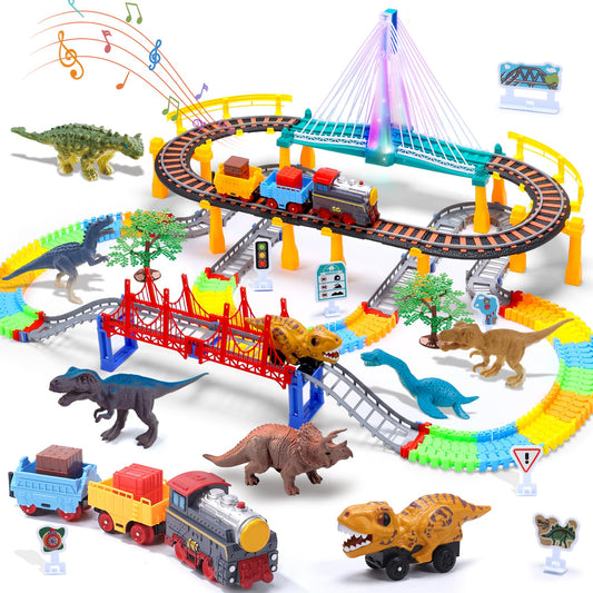 HOLYFUN toddler train set dual-layer track for imaginative play at home.