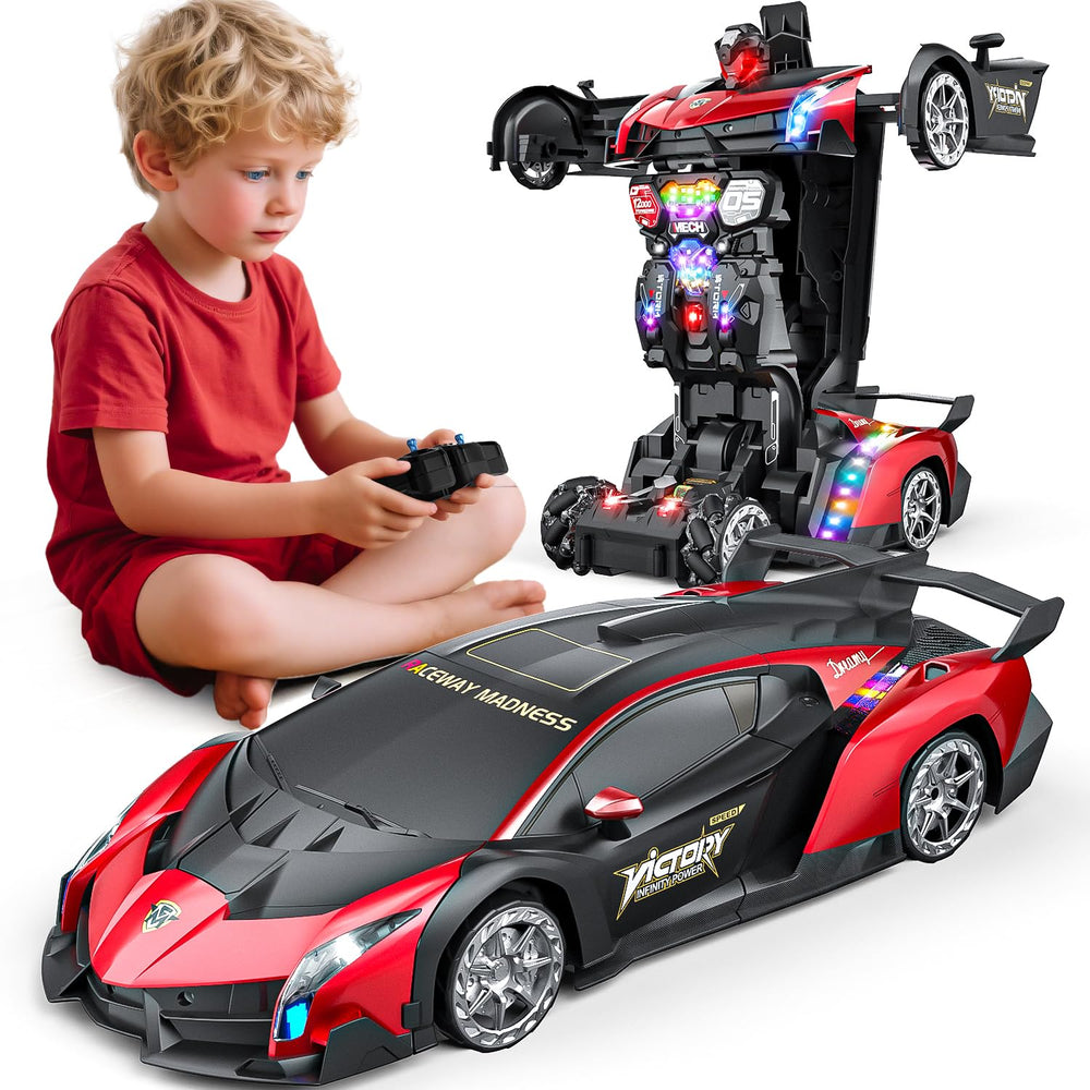 Holyton 1:10 transforming RC car front view with LED lights for exciting play