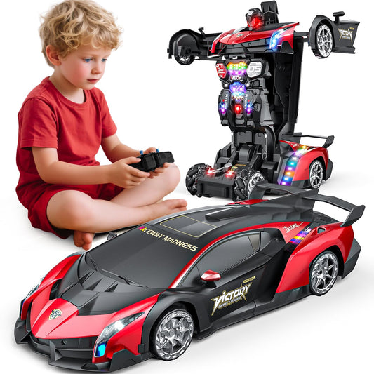 Holyton 1:10 transforming RC car front view with LED lights for exciting play