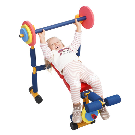 Home-Man Kids Weight Bench frame—a sturdy steel build for durable home use.
