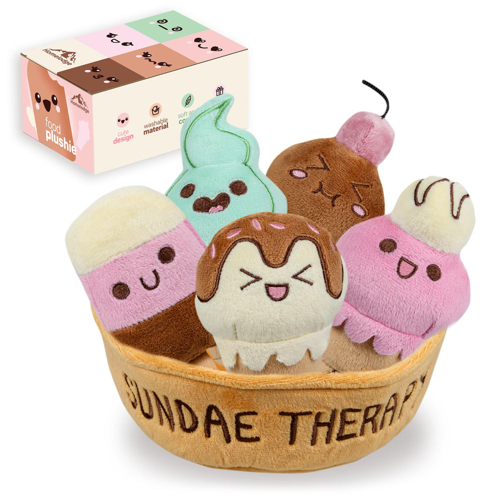 Homelodge Sundae Therapy plushies pack-5 arranged together for comfort and joy.
