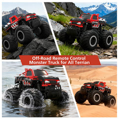 HOMETALL Amphibious RC Car undergoing splash test shows waterproof durability.