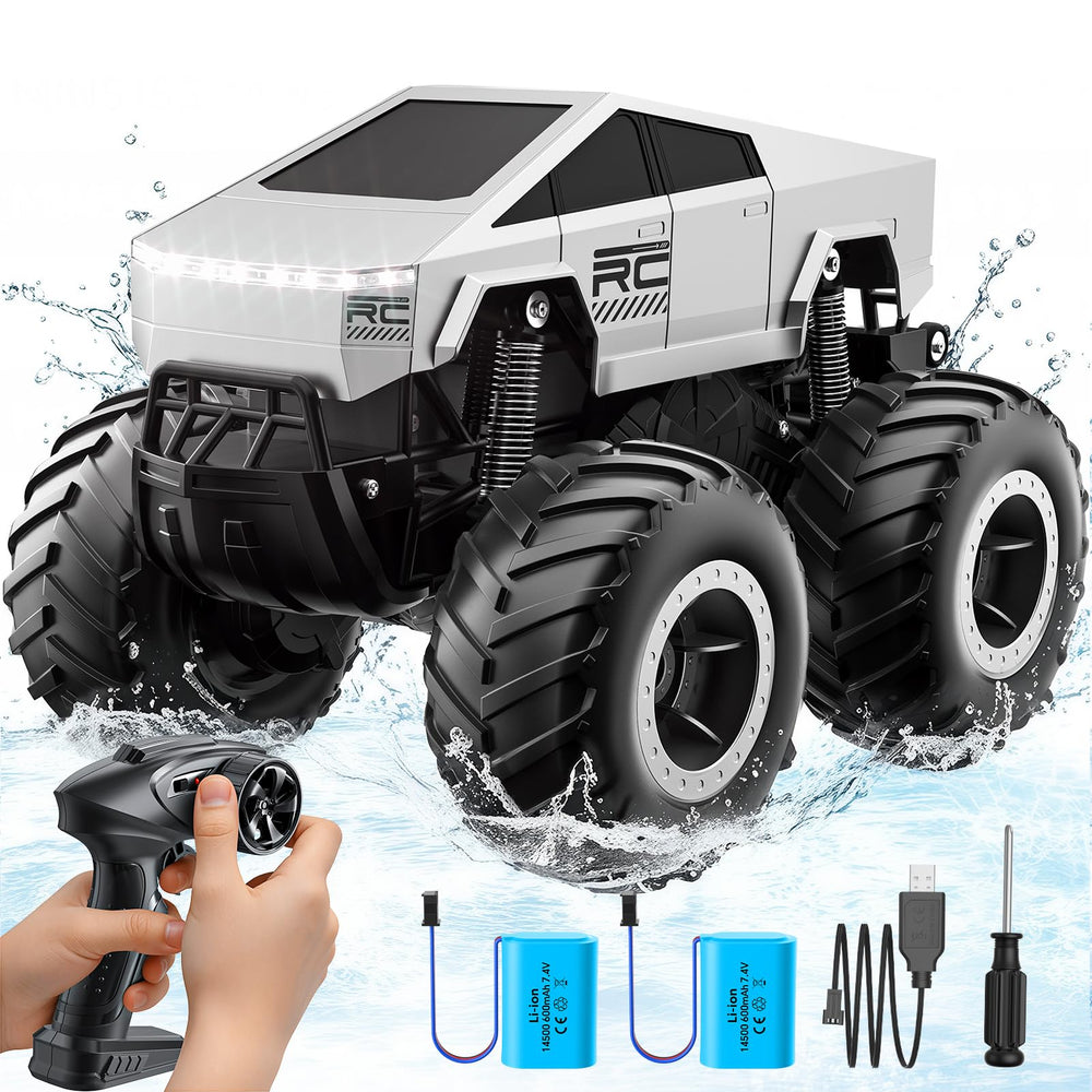 HOMETALL off-road RC pickup front view ideal for all-terrain play.