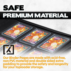 HOMEXPRO X PRO Toploader Binder on shelf keeps cards neatly organized.