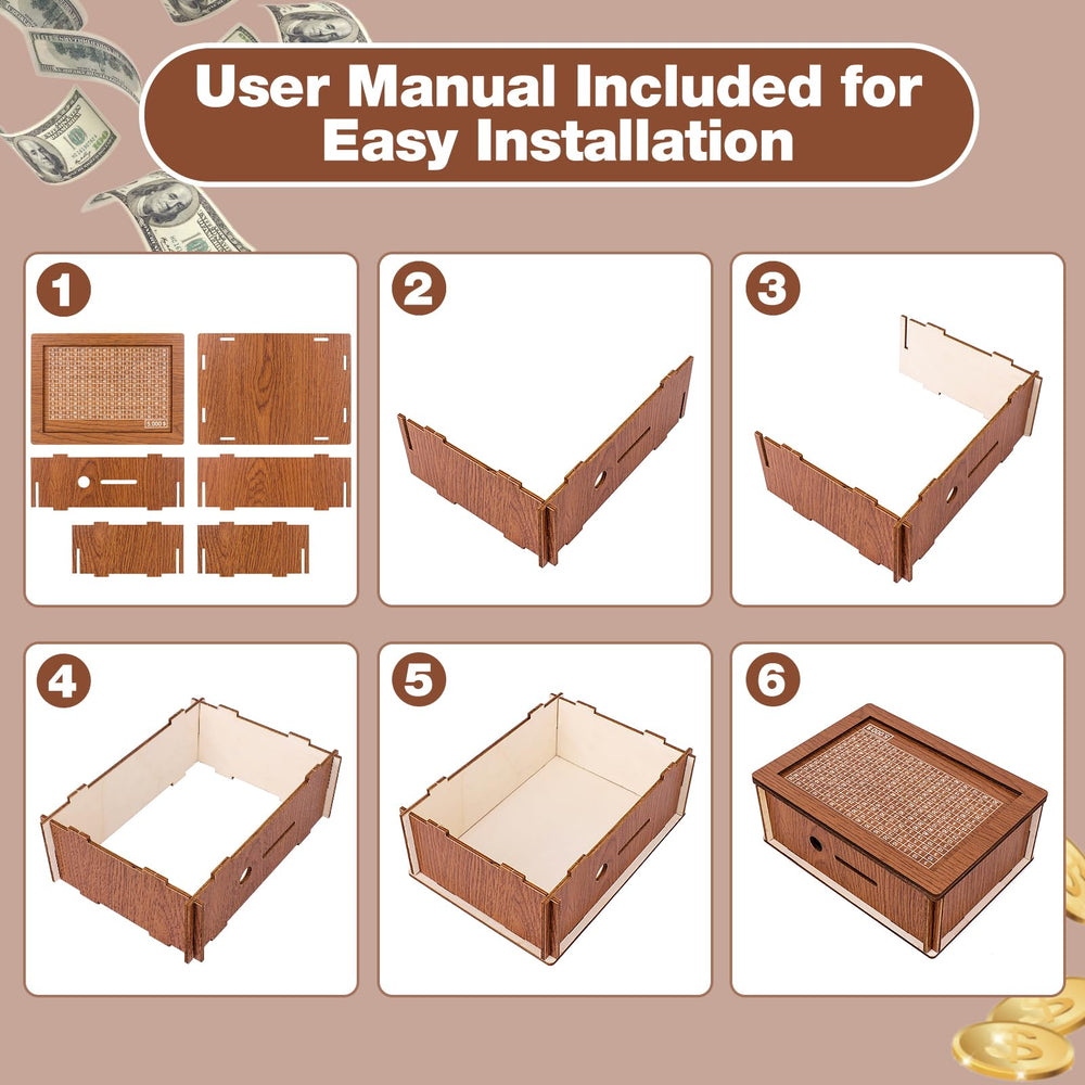 Homgaty wooden money box complements home decor while promoting saving habits.