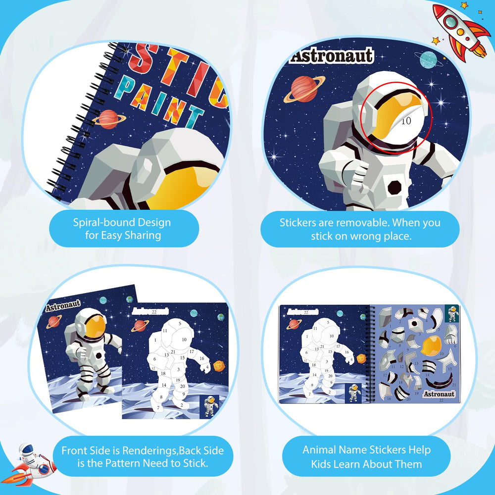 homicozy astronaut sticker pages support creative quests and item labeling.