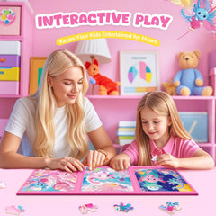 Homicozy axolotl puzzle unicorn birthday scene blends imagination and storytelling.