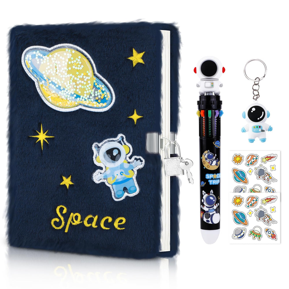 homicozy outer-space diary with fuzzy cover for soft, comforting writing